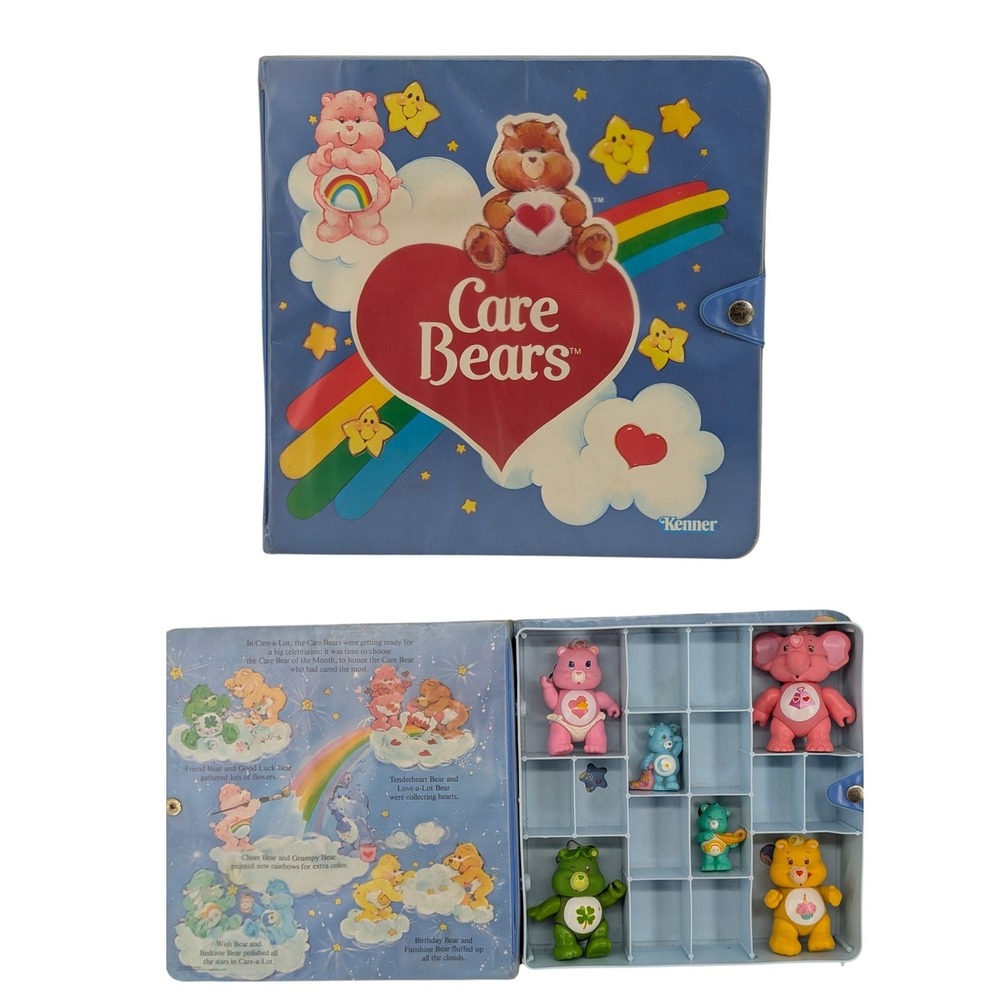Kenner Care Bears Vintage 1983 Collector Case Blue Vinyl 6 Figures 80s Toy